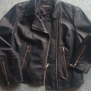 Express dark navy ,silver zipper faux jacket